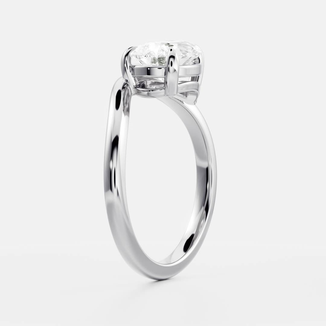 East West Solitaire Curved Shank-Pear Lab Grown Diamond Engagement Ring - Detail view