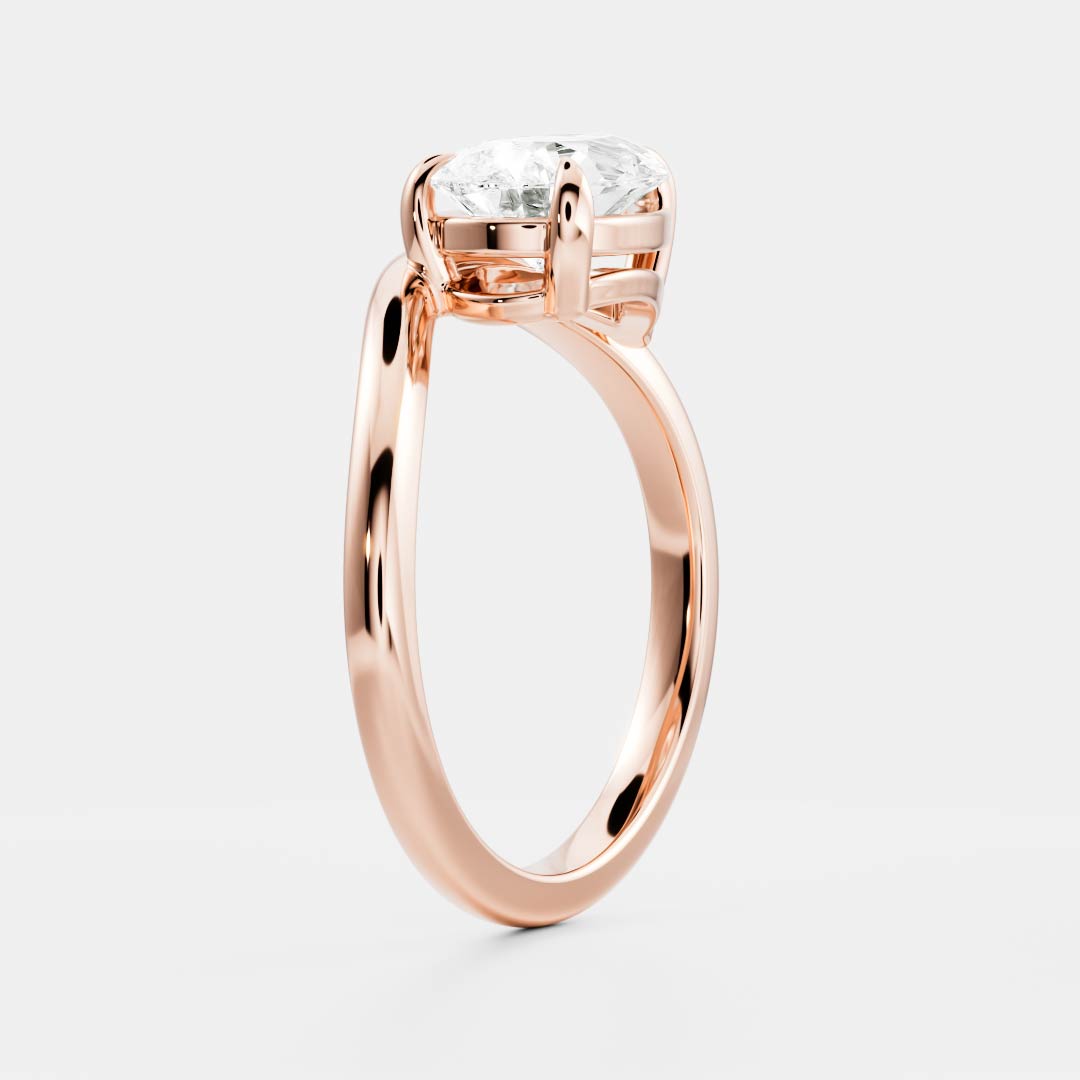 East West Solitaire Curved Shank-Pear Lab Grown Diamond Engagement Ring - Front view