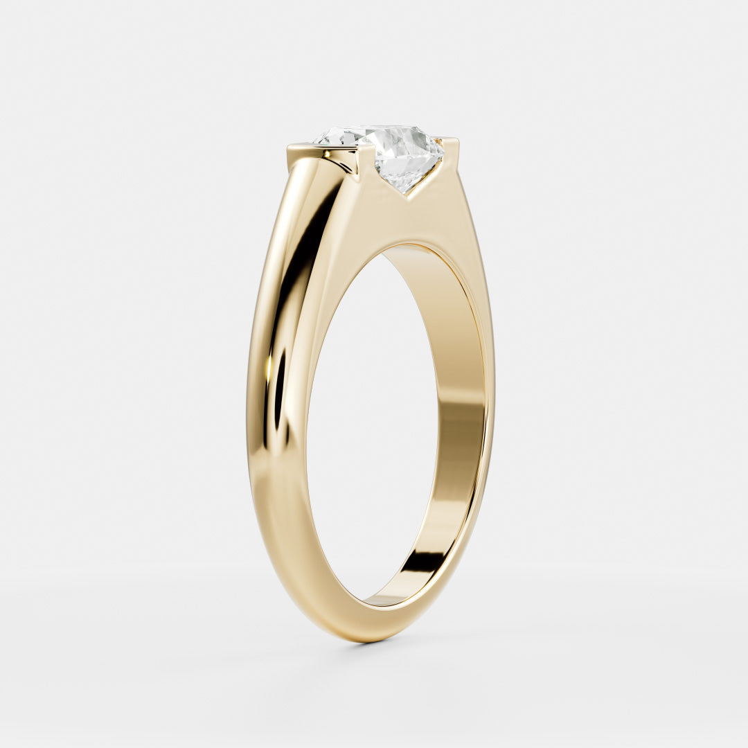 East West Solitaire Half Bezel- 2.1 CT Oval Moissanite Engagement RingEast West Solitaire Half Bezel- 2.1 CT Oval Moissanite Engagement Ring - Back view