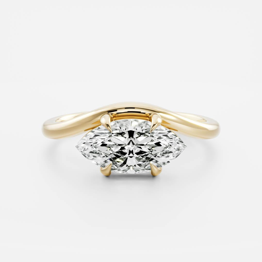 East West Solitaire-Marquise Lab Grown Diamond Engagement Ring - Front view