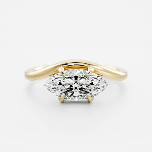East West Solitaire-Marquise Lab Grown Diamond Engagement Ring - Front view