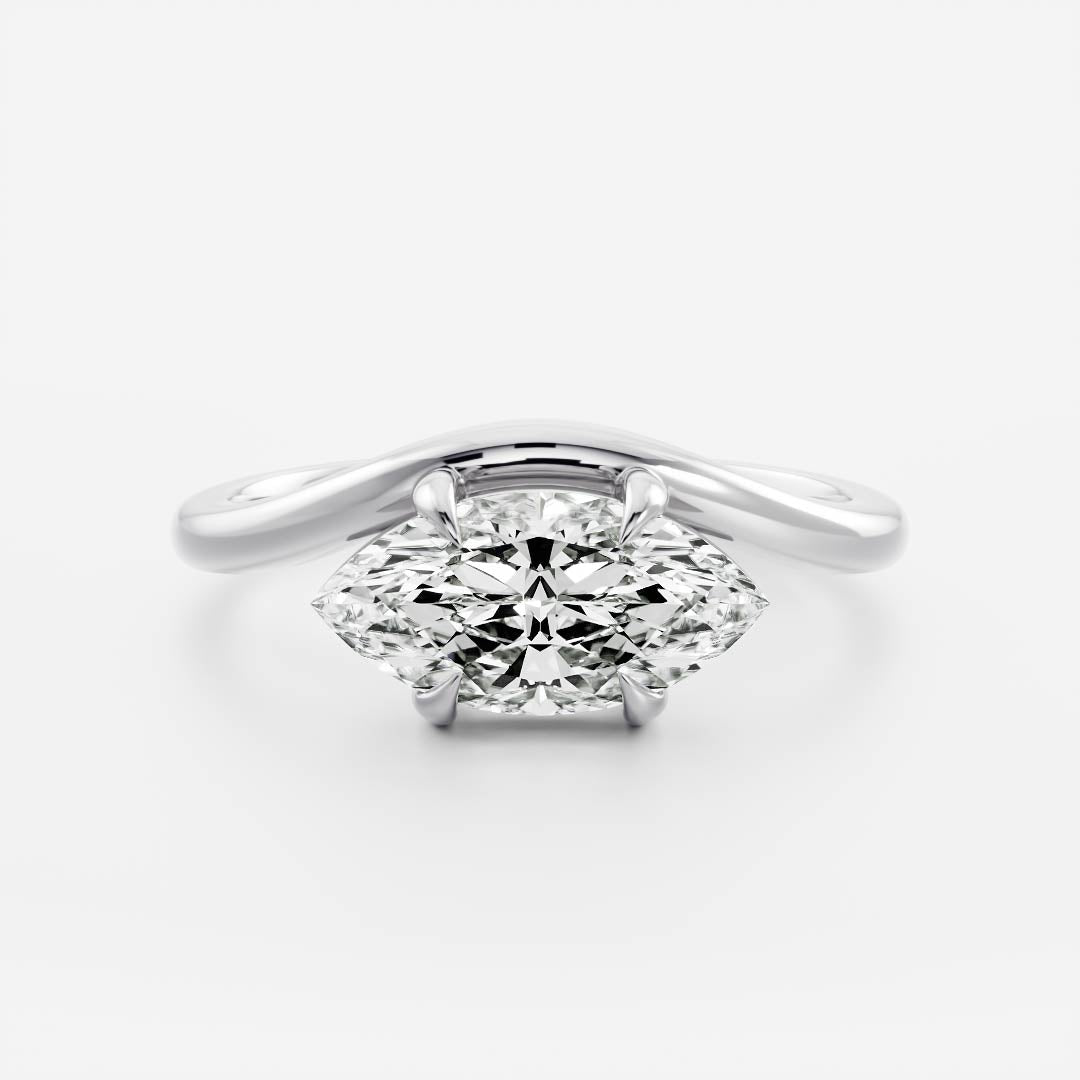 East West Solitaire-Marquise Lab Grown Diamond Engagement Ring - Back view