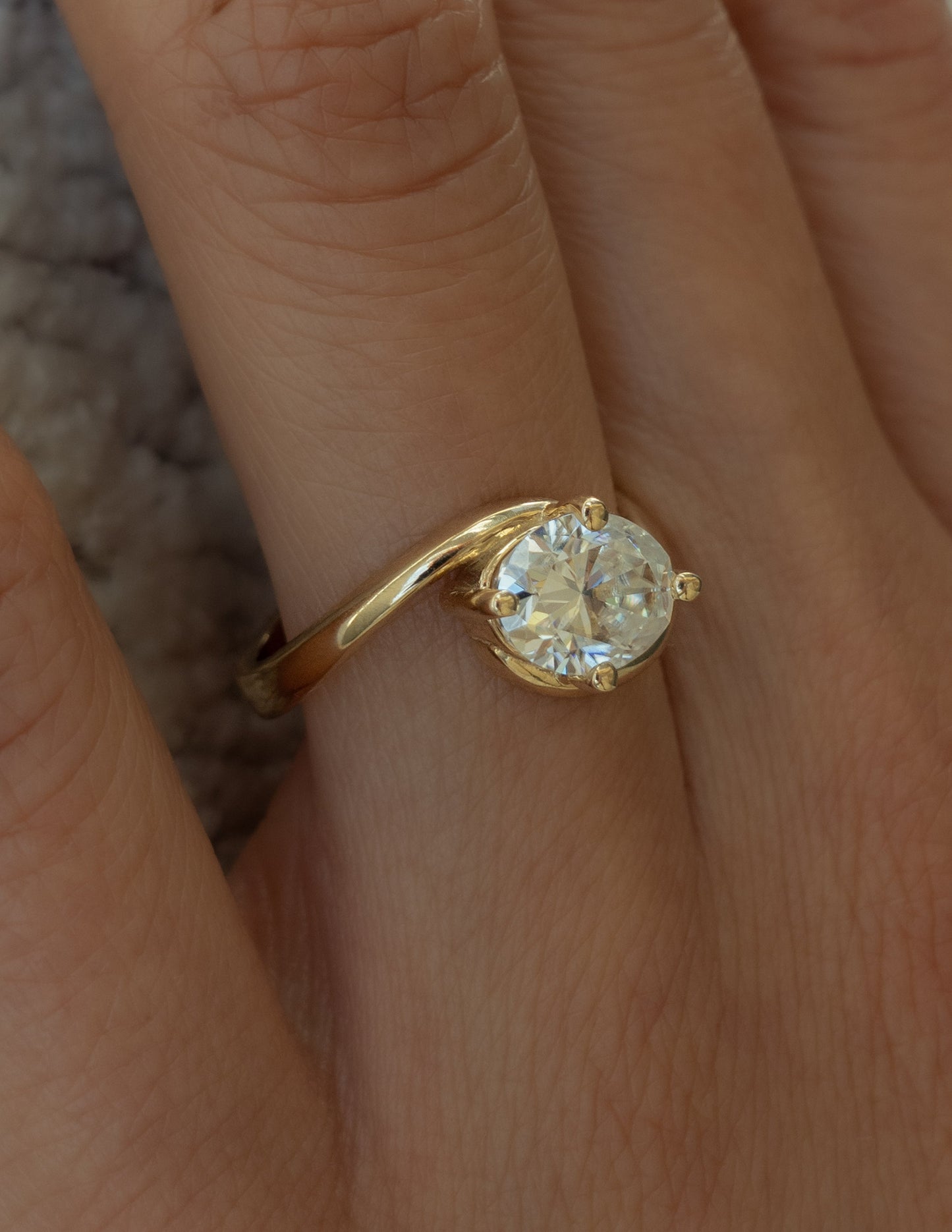 East West Solitaire Rapture-Oval Lab Grown Diamond Engagement Ring - Detail view