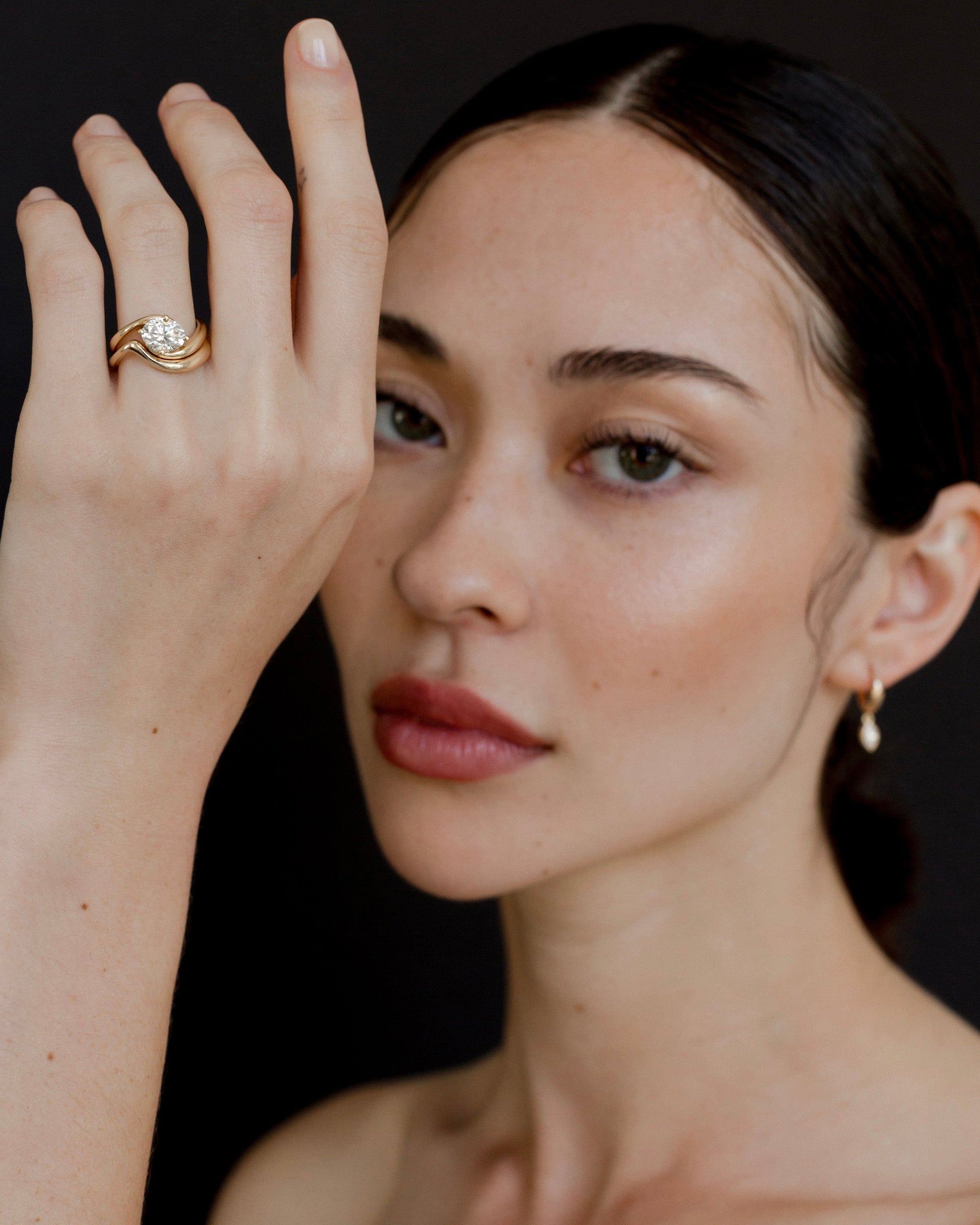 East West Solitaire Rapture-Oval Lab Grown Diamond Engagement Ring - Lifestyle