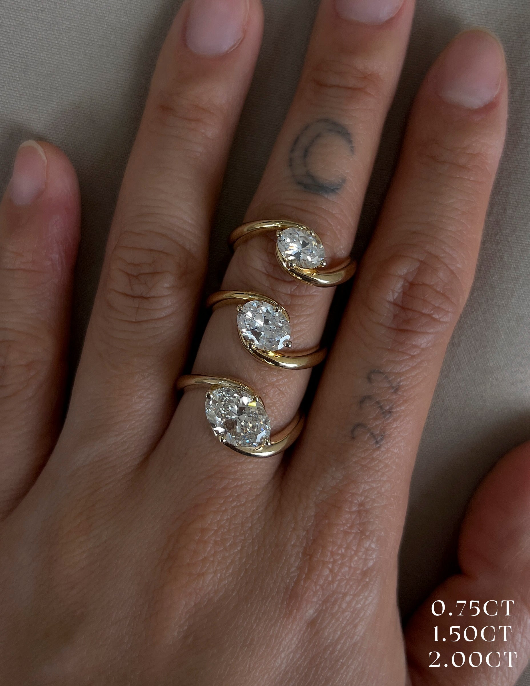 East West Solitaire Rapture-Oval Lab Grown Diamond Engagement Ring - Back view