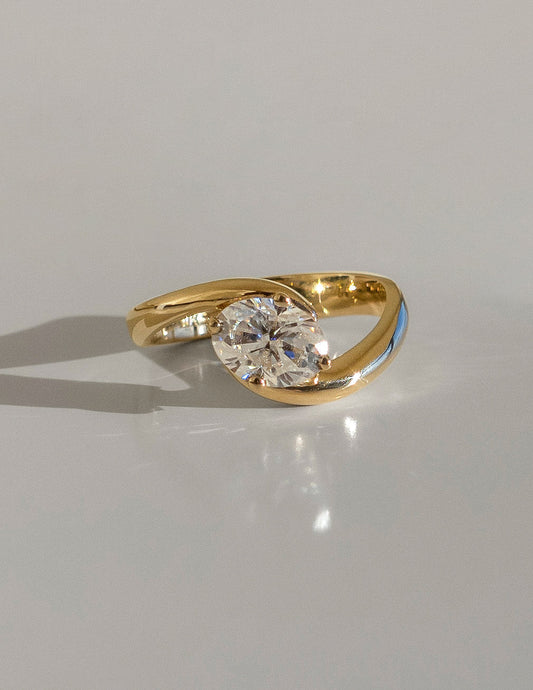 East West Solitaire Rapture-Oval Lab Grown Diamond Engagement Ring - Front view