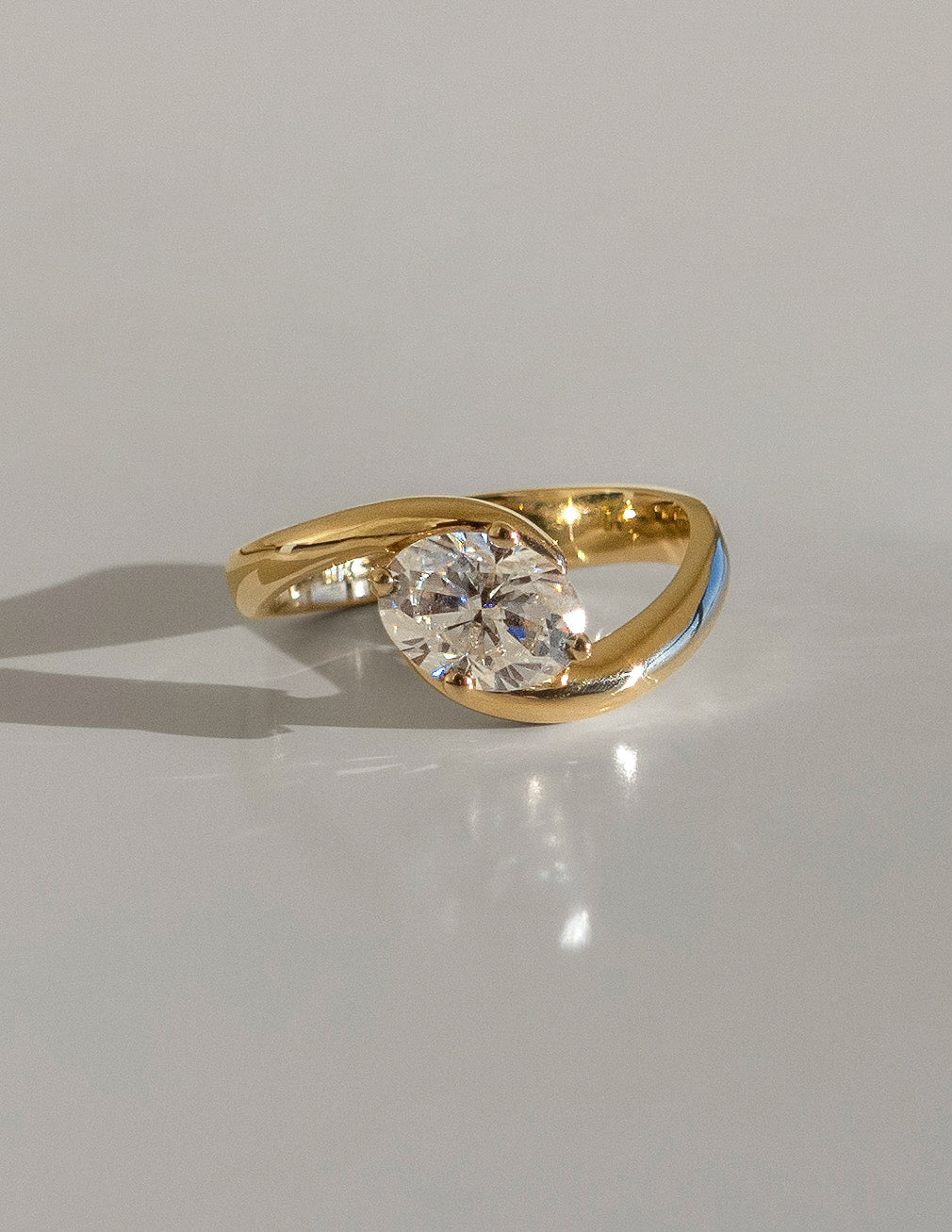 East West Solitaire Rapture-Oval Lab Grown Diamond Engagement Ring - Front view