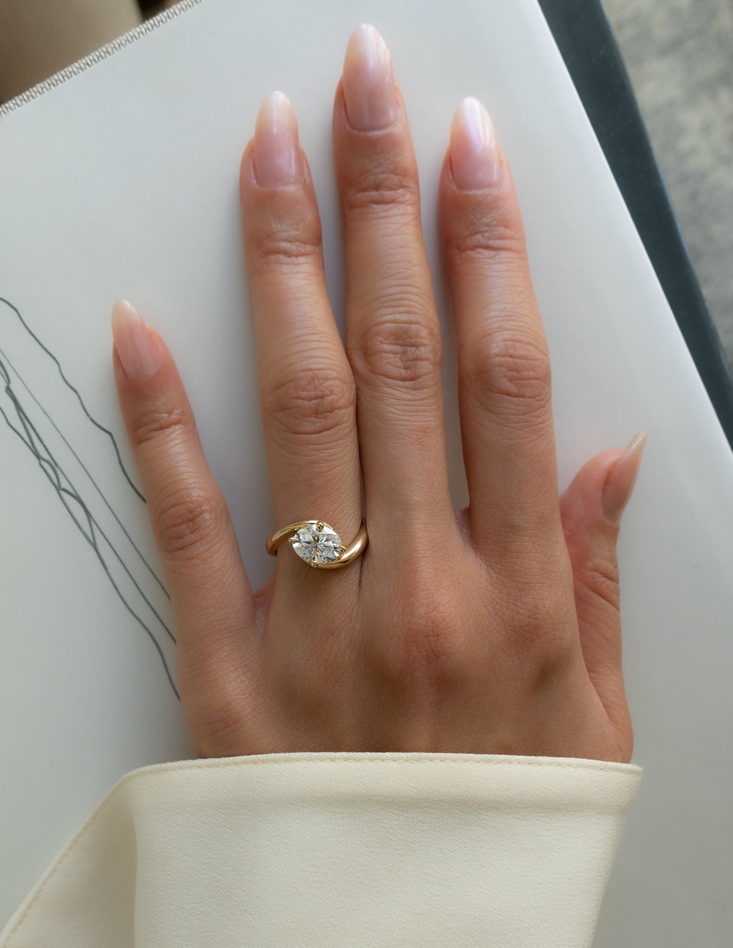 East West Solitaire Rapture-Oval Lab Grown Diamond Engagement Ring - Side view