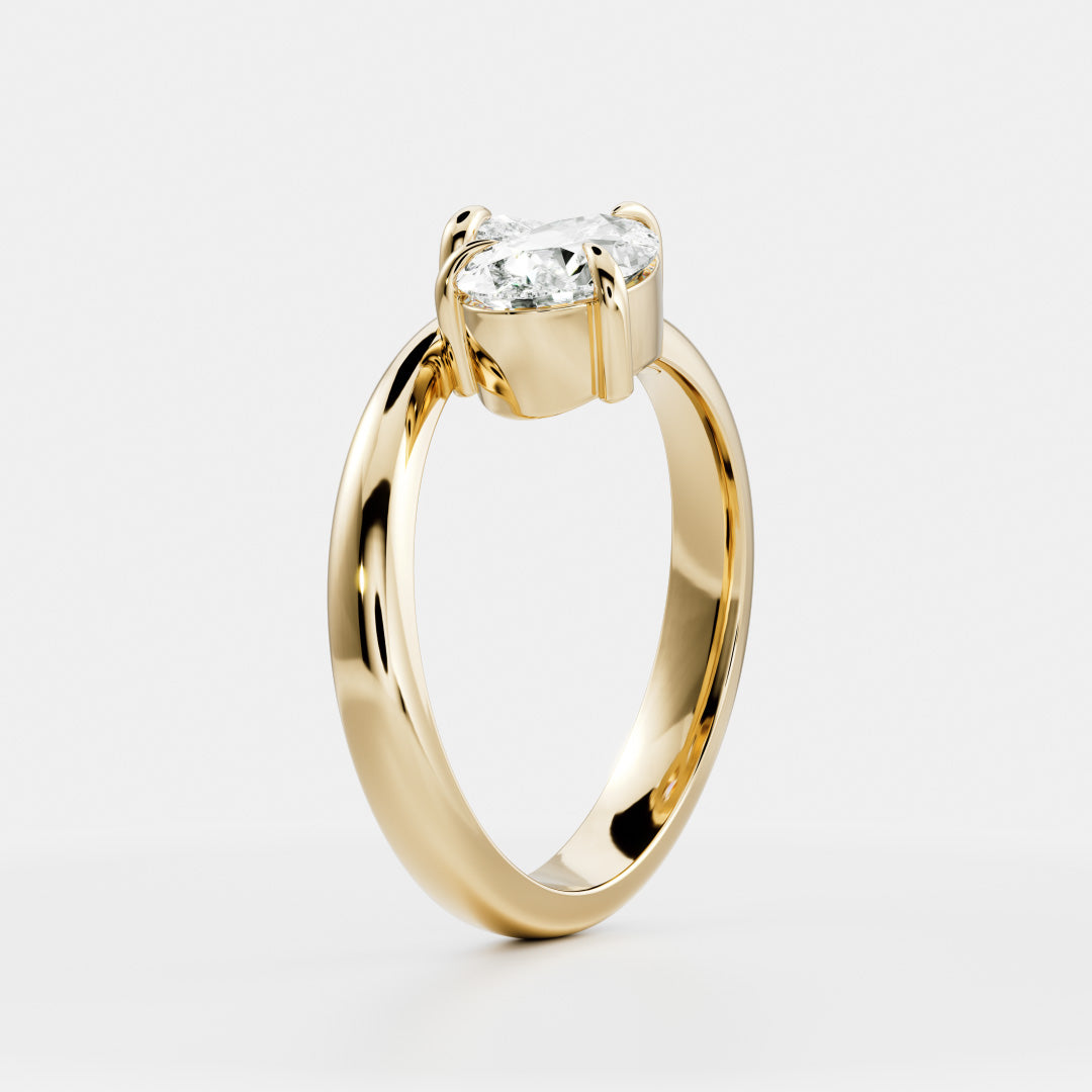 East West Toi Et Moi- 0.85 CT Pear & 0.85 CT Pear Moissanite Engagement RingEast West Toi Et Moi- 0.85 CT Pear & 0.85 CT Pear Moissanite Engagement Ring - Front view