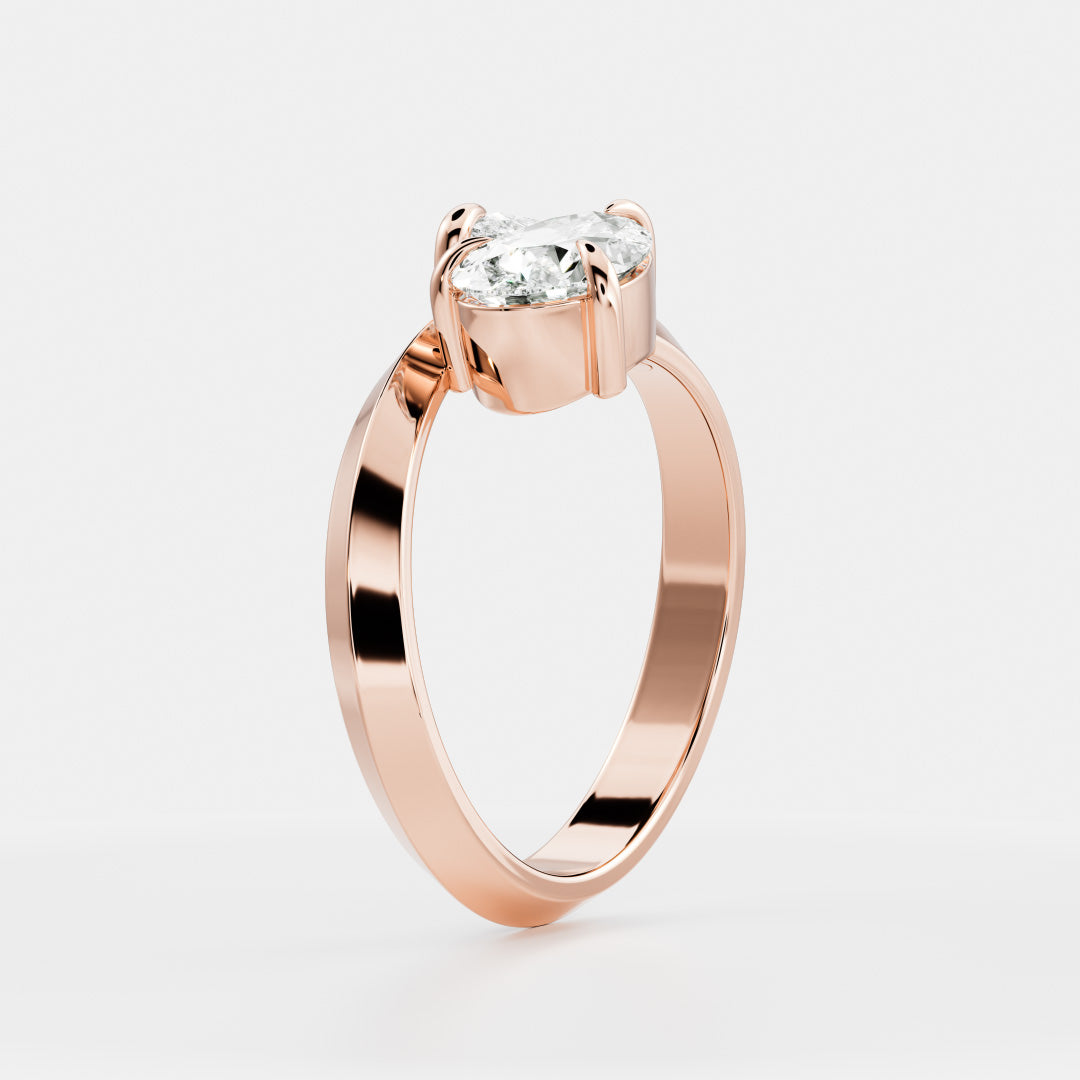 East West Toi Et Moi Knife Edge- 1.3 CT Pear & 0.8 CT Pear Moissanite Engagement RingEast West Toi Et Moi Knife Edge- 1.3 CT Pear & 0.8 CT Pear Moissanite Engagement Ring - Back view