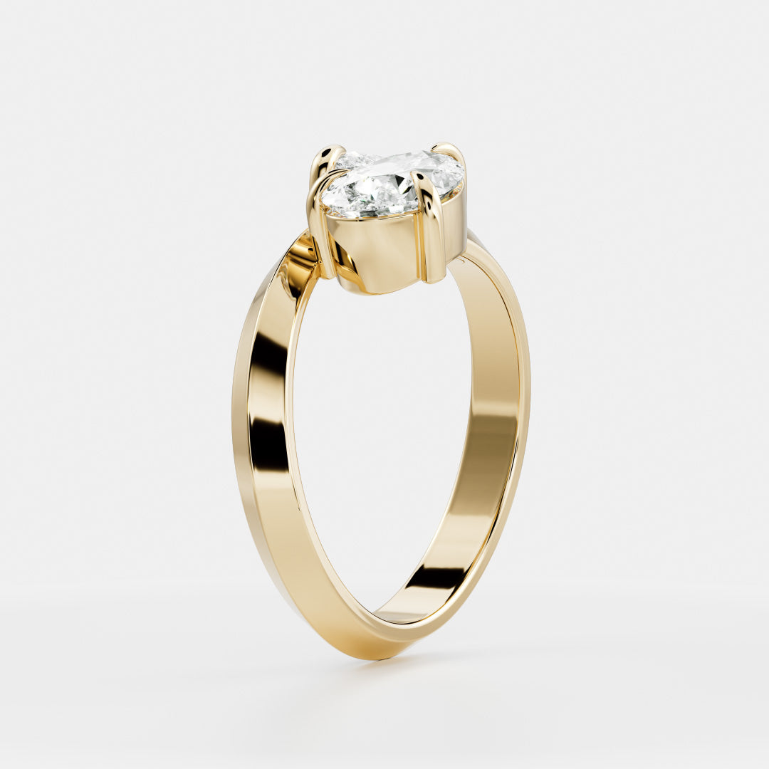 East West Toi Et Moi Knife Edge- 1.3 CT Pear & 0.8 CT Pear Moissanite Engagement RingEast West Toi Et Moi Knife Edge- 1.3 CT Pear & 0.8 CT Pear Moissanite Engagement Ring - Front view
