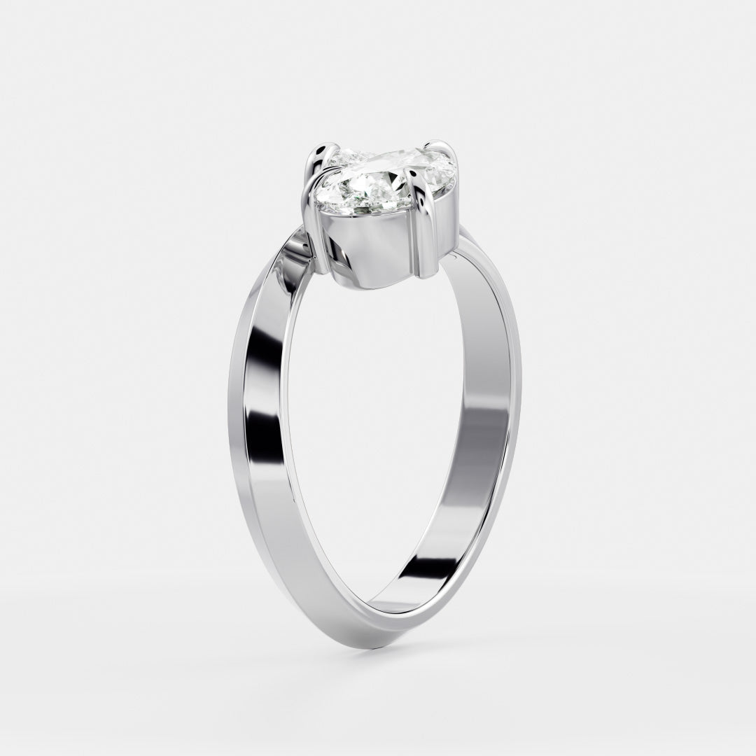 East West Toi Et Moi Knife Edge- 1.3 CT Pear & 0.8 CT Pear Moissanite Engagement RingEast West Toi Et Moi Knife Edge- 1.3 CT Pear & 0.8 CT Pear Moissanite Engagement Ring - On model