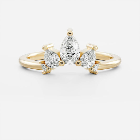 Five Stone- 0.80 CT Pear Lab Grown Diamond Wedding BandFive Stone- 0.80 CT Pear Lab Grown Diamond Wedding Band - Front view