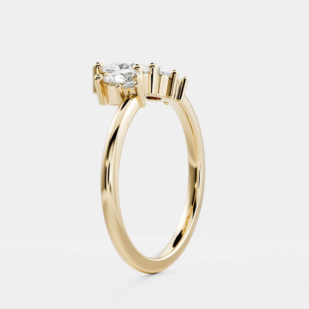 Five Stone- 0.80 CT Pear Lab Grown Diamond Wedding BandFive Stone- 0.80 CT Pear Lab Grown Diamond Wedding Band - Front view