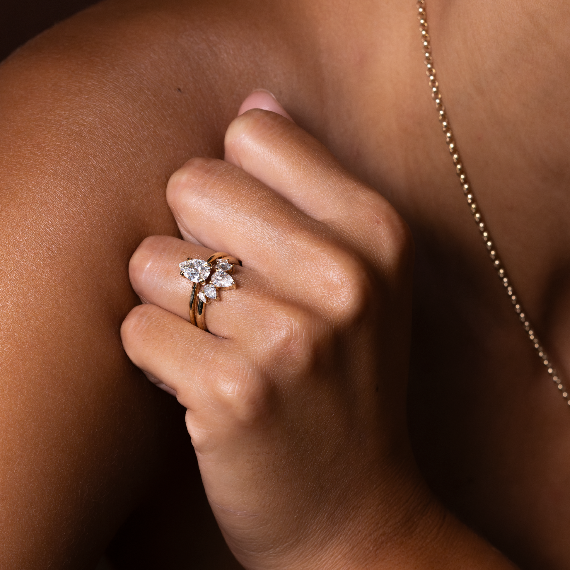 Five Stone- 0.80 CT Pear Lab Grown Diamond Wedding BandFive Stone- 0.80 CT Pear Lab Grown Diamond Wedding Band - Side view