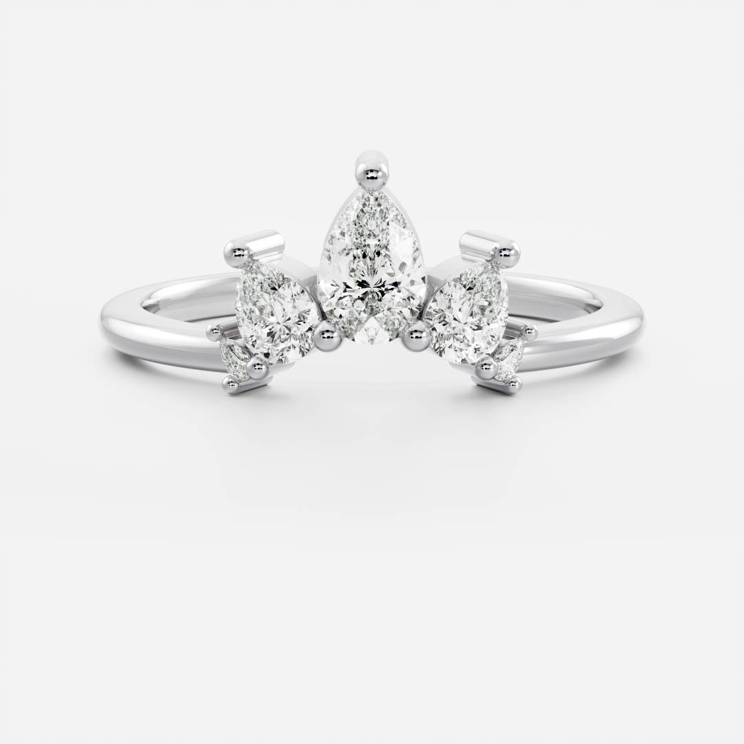 Five Stone- 0.80 CT Pear Lab Grown Diamond Wedding BandFive Stone- 0.80 CT Pear Lab Grown Diamond Wedding Band - Back view