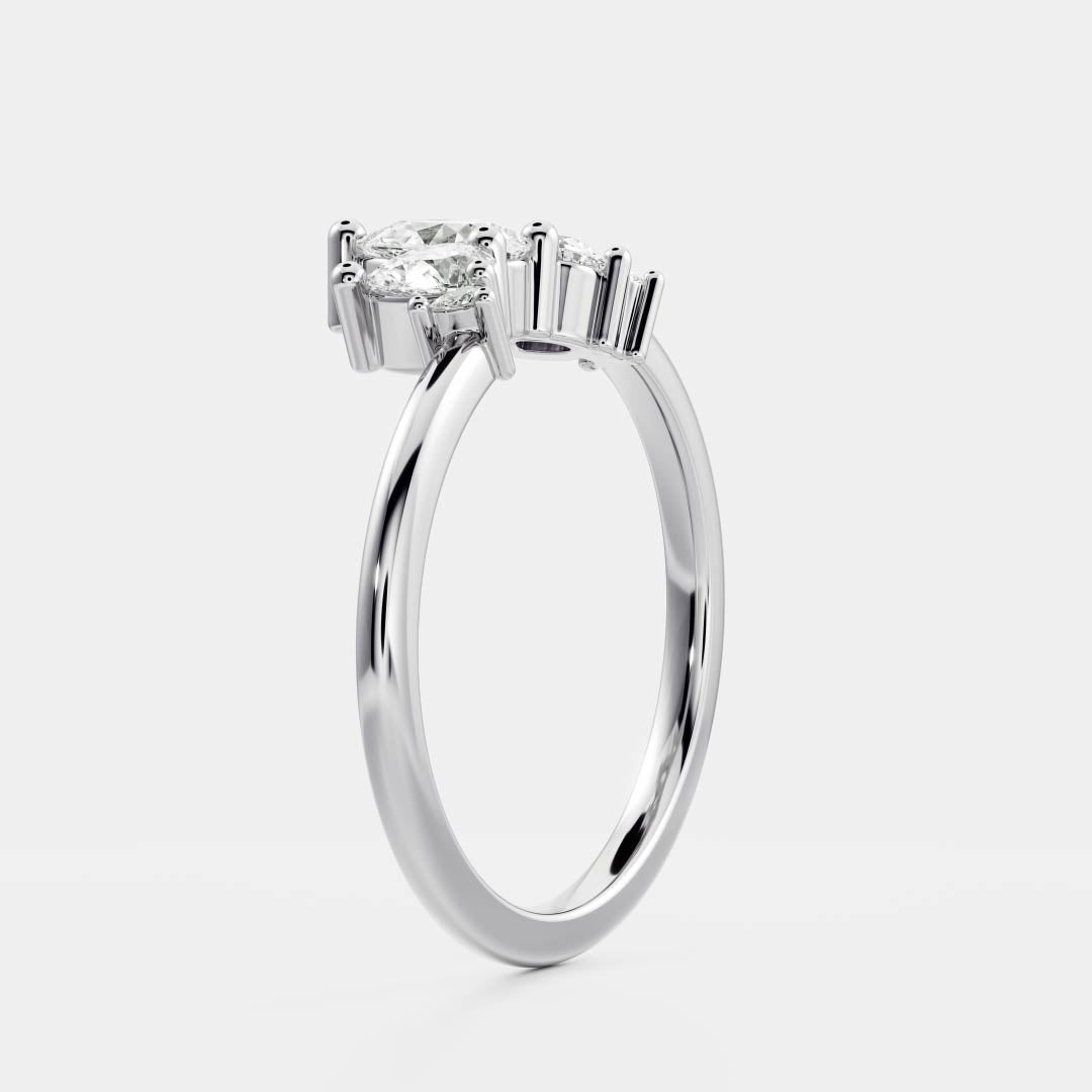 Five Stone- 0.80 CT Pear Lab Grown Diamond Wedding BandFive Stone- 0.80 CT Pear Lab Grown Diamond Wedding Band - Detail view