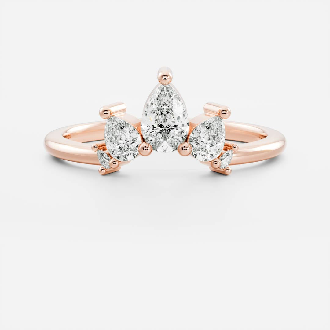 Five Stone- 0.80 CT Pear Lab Grown Diamond Wedding BandFive Stone- 0.80 CT Pear Lab Grown Diamond Wedding Band - On model