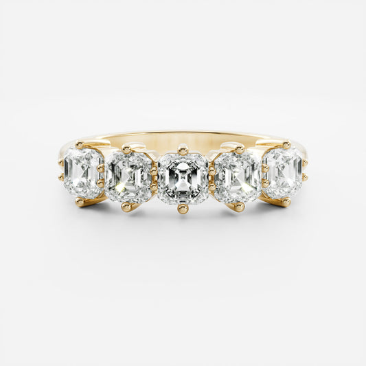 Five Stone- 1.05 CT Asscher Lab Grown Diamond Wedding BandFive Stone- 1.05 CT Asscher Lab Grown Diamond Wedding Band - Front view