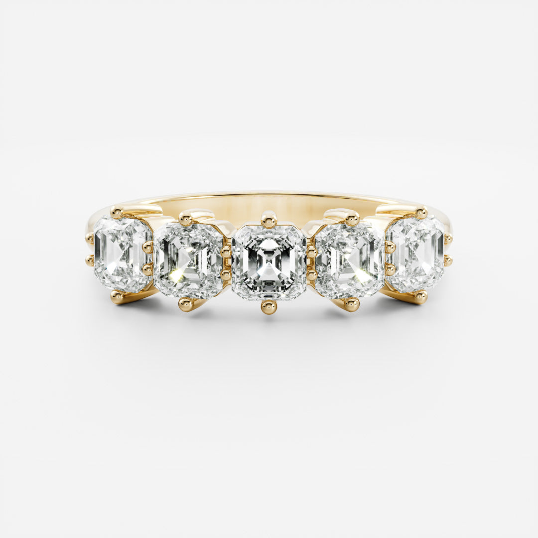 Five Stone- 1.05 CT Asscher Lab Grown Diamond Wedding BandFive Stone- 1.05 CT Asscher Lab Grown Diamond Wedding Band - Front view