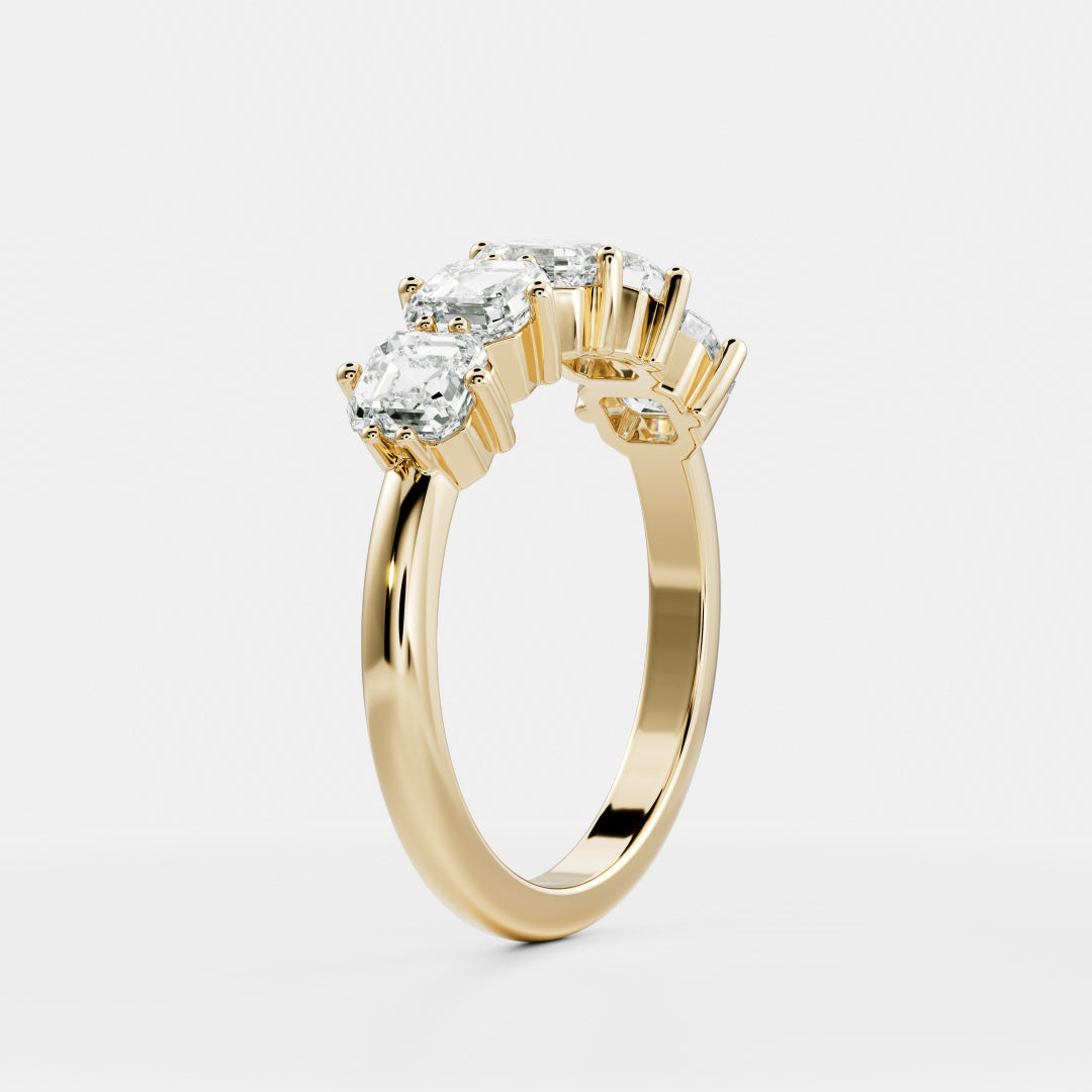 Five Stone- 1.05 CT Asscher Lab Grown Diamond Wedding BandFive Stone- 1.05 CT Asscher Lab Grown Diamond Wedding Band - Front view