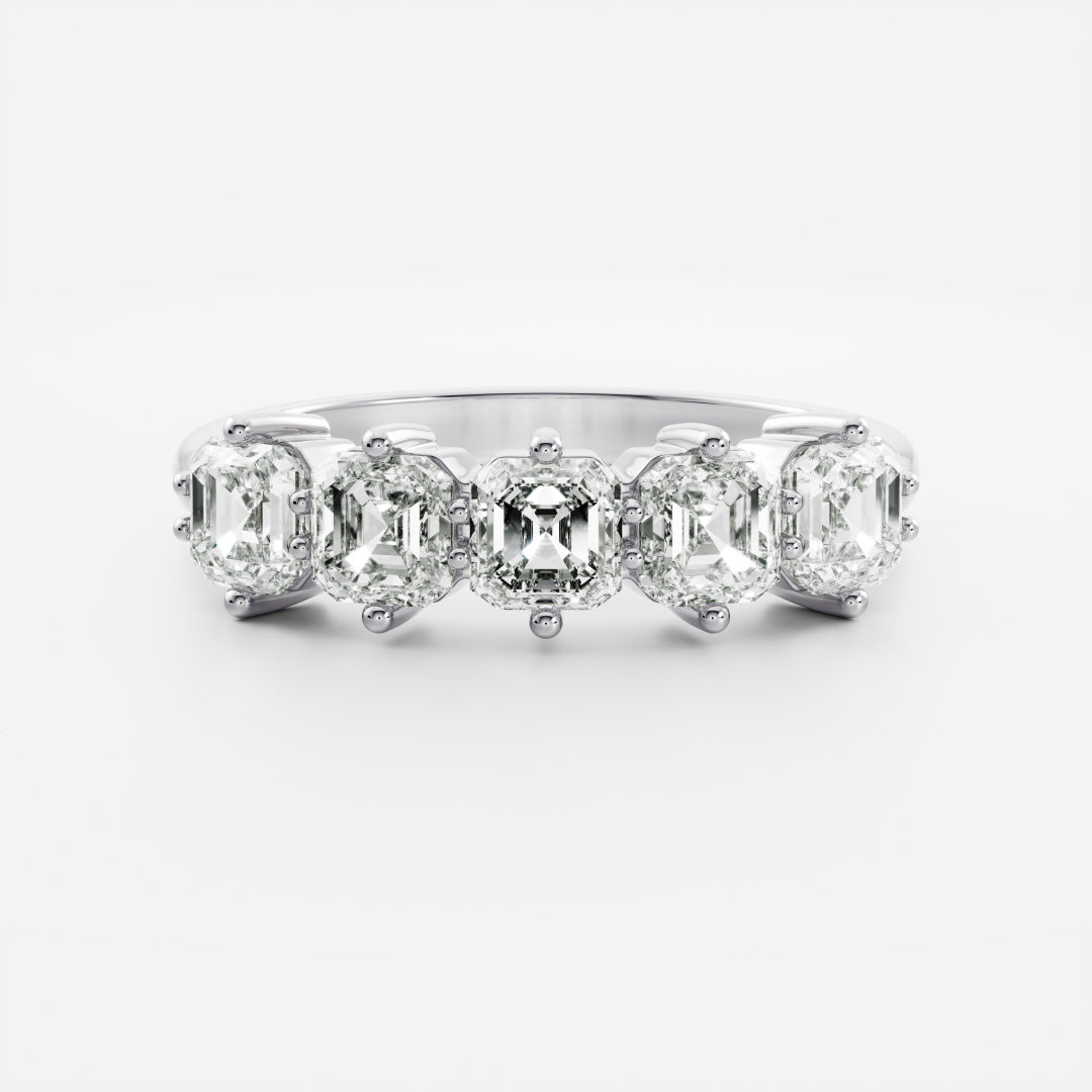 Five Stone- 1.05 CT Asscher Lab Grown Diamond Wedding BandFive Stone- 1.05 CT Asscher Lab Grown Diamond Wedding Band - Back view