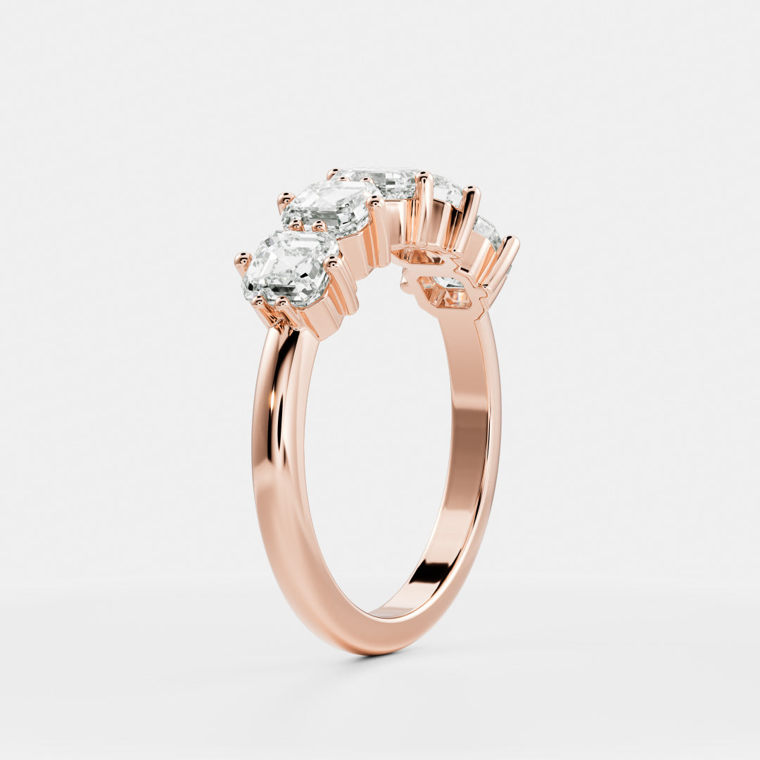 Five Stone- 1.05 CT Asscher Lab Grown Diamond Wedding BandFive Stone- 1.05 CT Asscher Lab Grown Diamond Wedding Band - Lifestyle