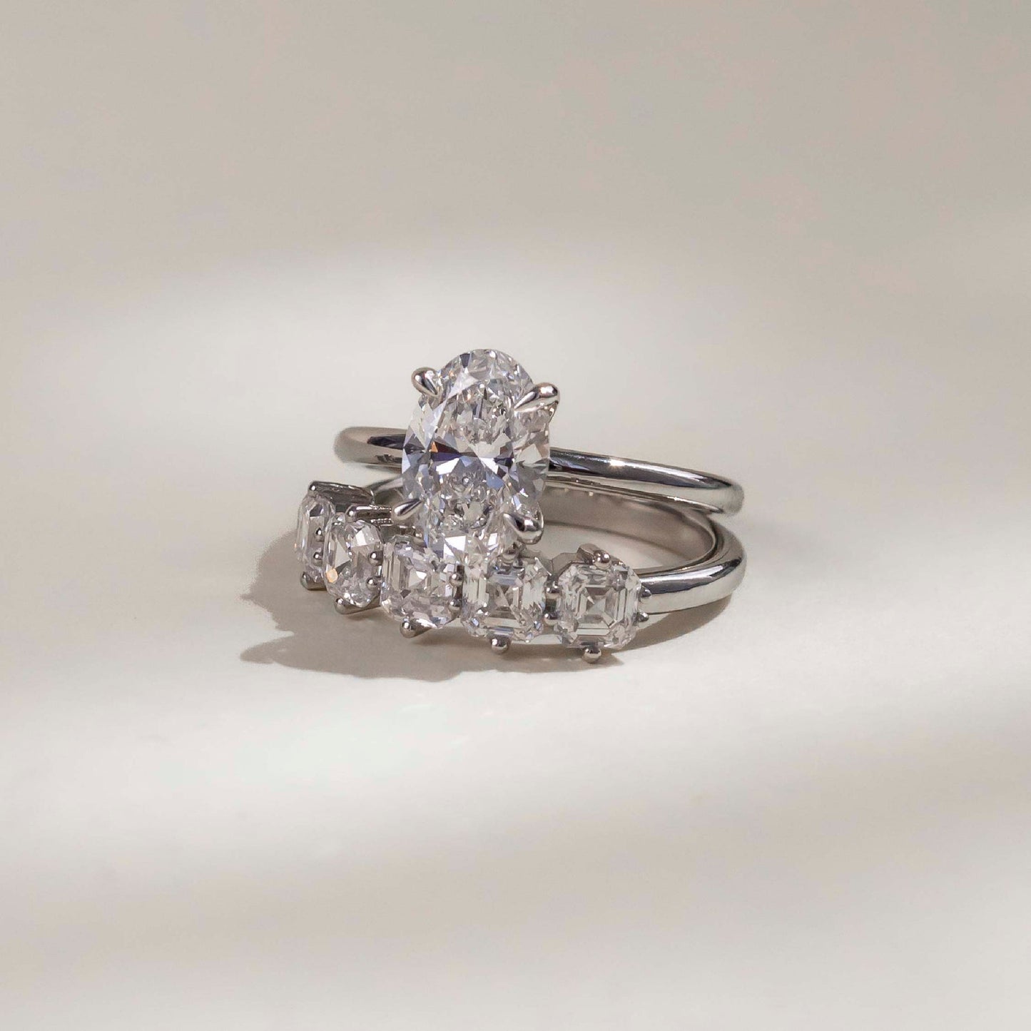 Five Stone- 1.05 CT Asscher Lab Grown Diamond Wedding BandFive Stone- 1.05 CT Asscher Lab Grown Diamond Wedding Band - Side view