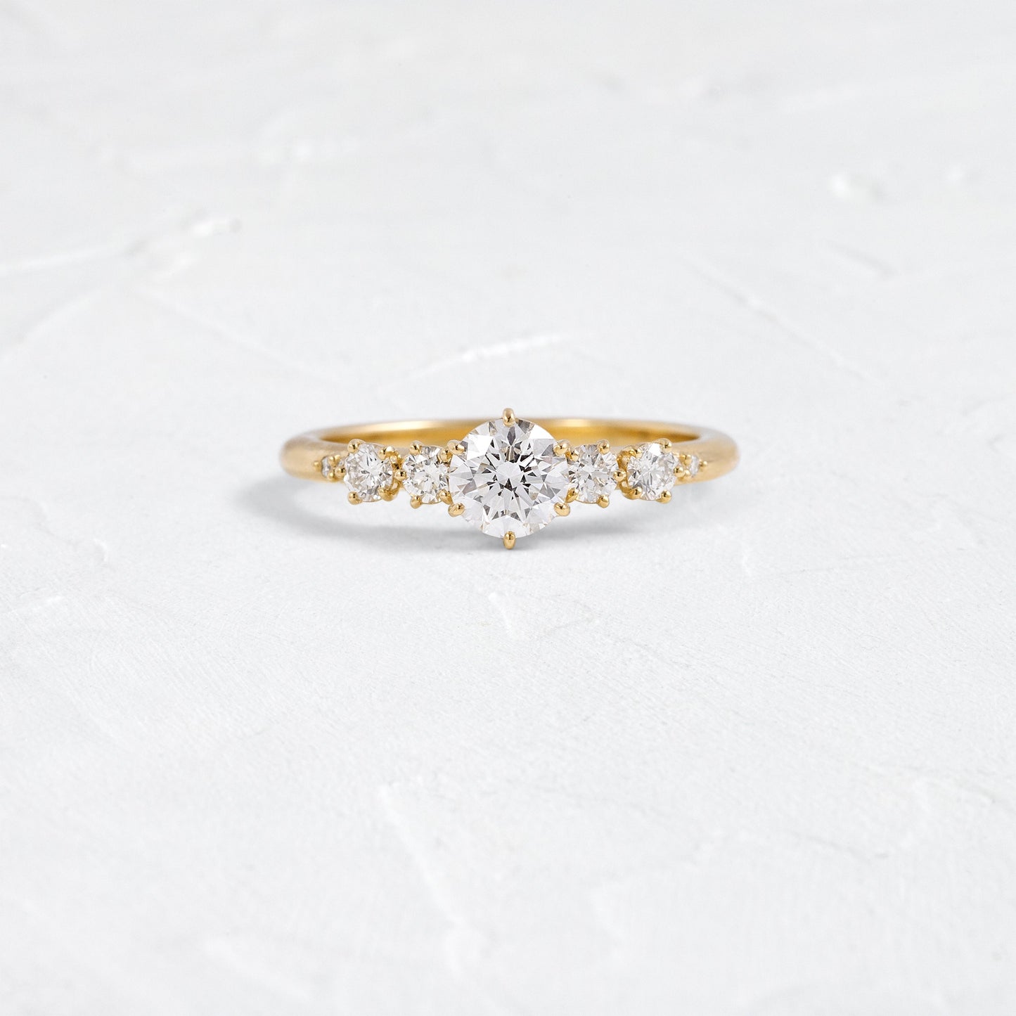 Five Stone Dainty Pave-Round Lab Grown Diamond Engagement Ring - Front view