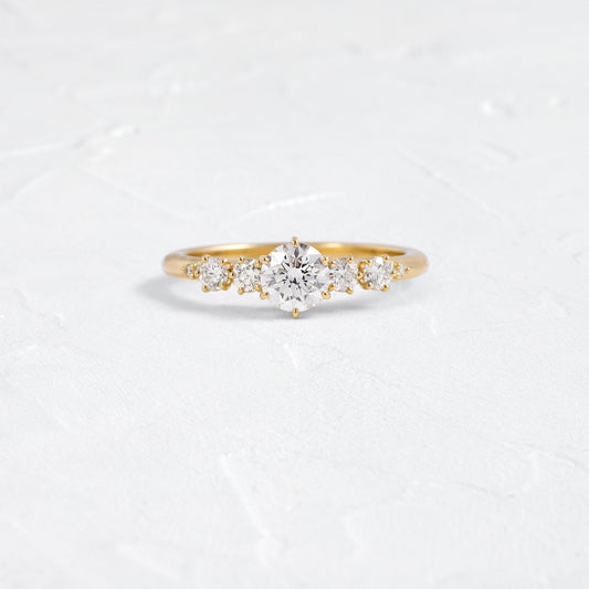 Five Stone Dainty Pave-Round Lab Grown Diamond Engagement Ring - Front view