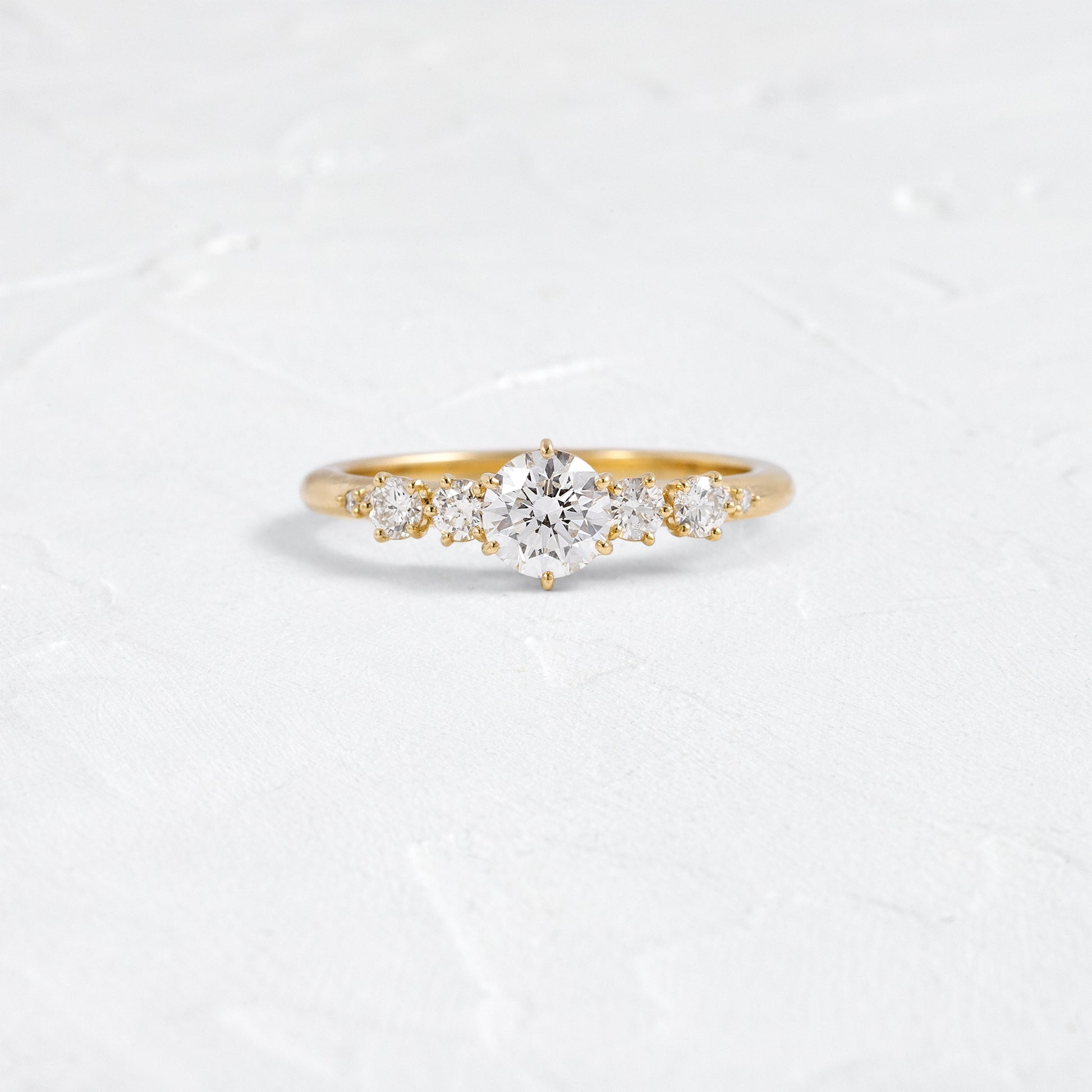Five Stone Dainty Pave-Round Lab Grown Diamond Engagement Ring - Front view