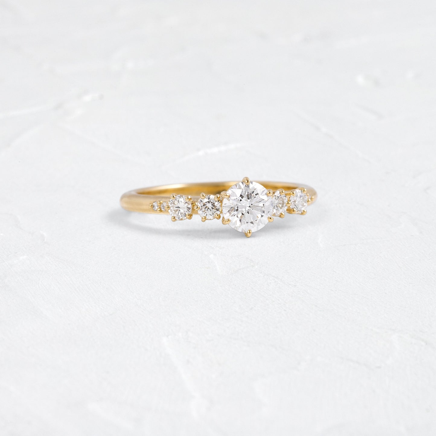 Five Stone Dainty Pave-Round Lab Grown Diamond Engagement Ring - Front view