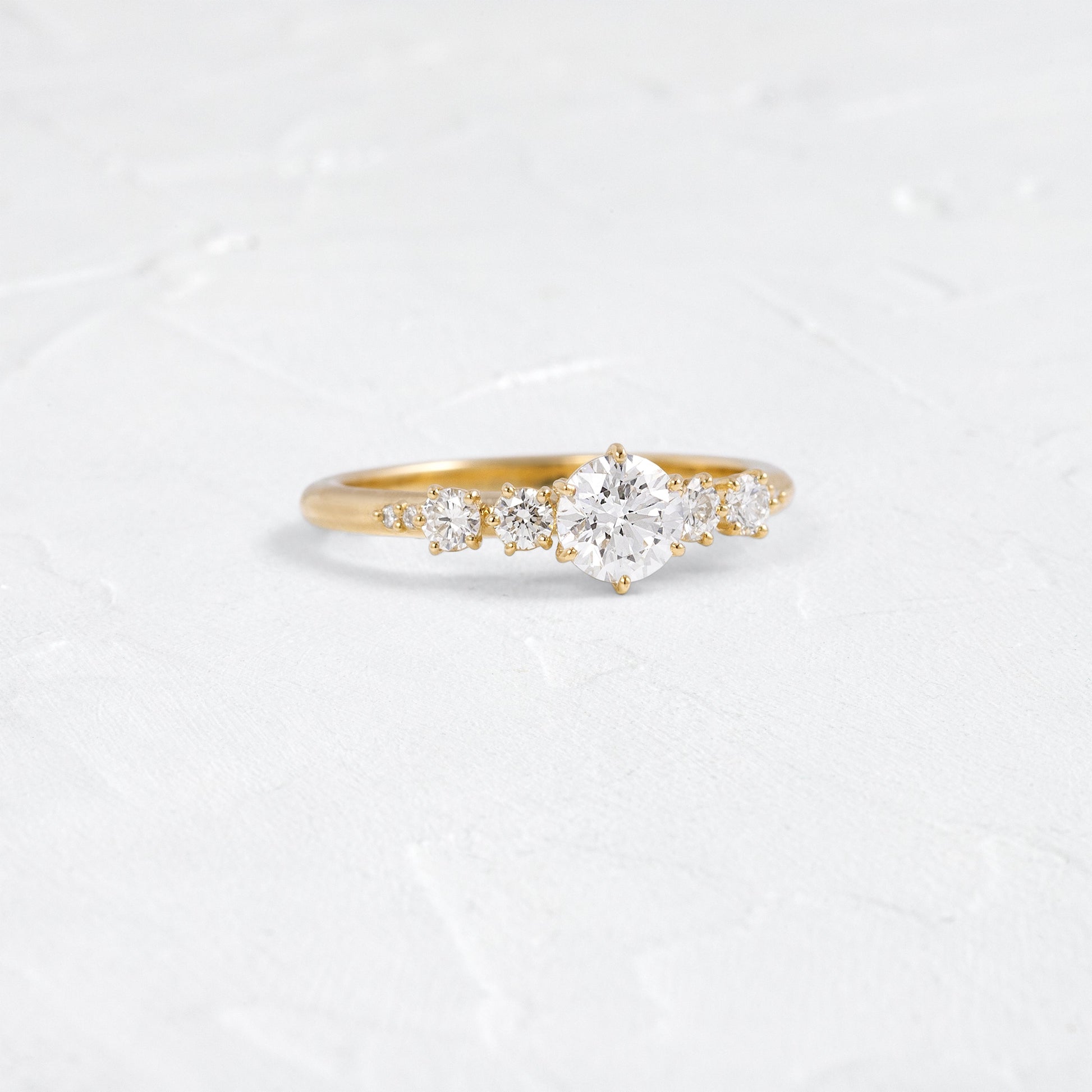 Five Stone Dainty Pave-Round Lab Grown Diamond Engagement Ring - Front view
