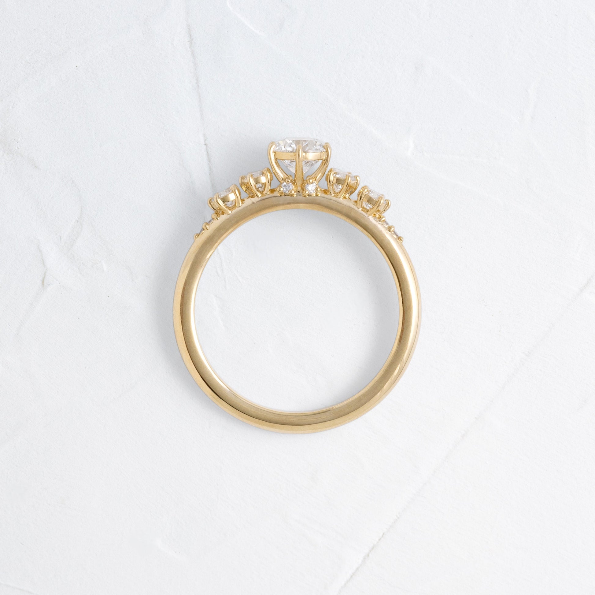 Five Stone Dainty Pave-Round Lab Grown Diamond Engagement Ring - Side view