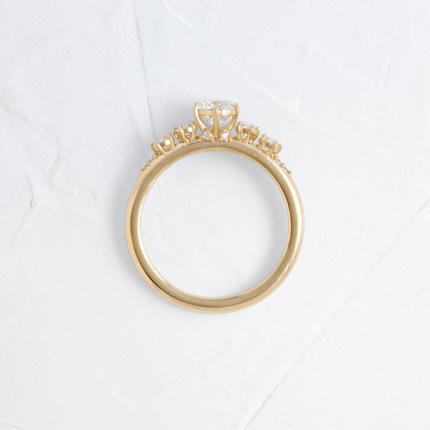 Five Stone Dainty Pave-Round Lab Grown Diamond Engagement Ring - Side view