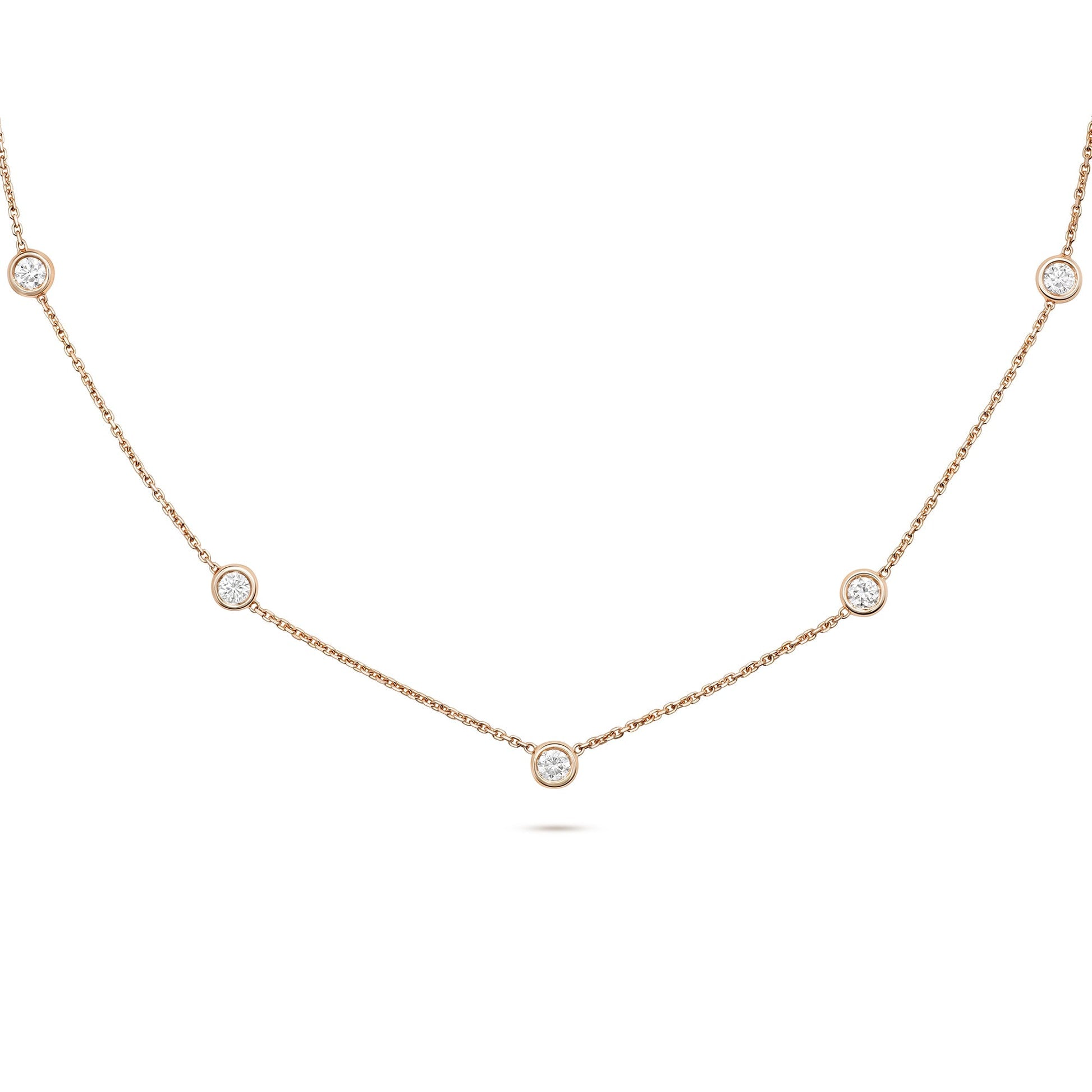 Floating Bezel- 0.5 CT Round Lab Grown Diamond NecklaceFloating Bezel- 0.5 CT Round Lab Grown Diamond Necklace - On model