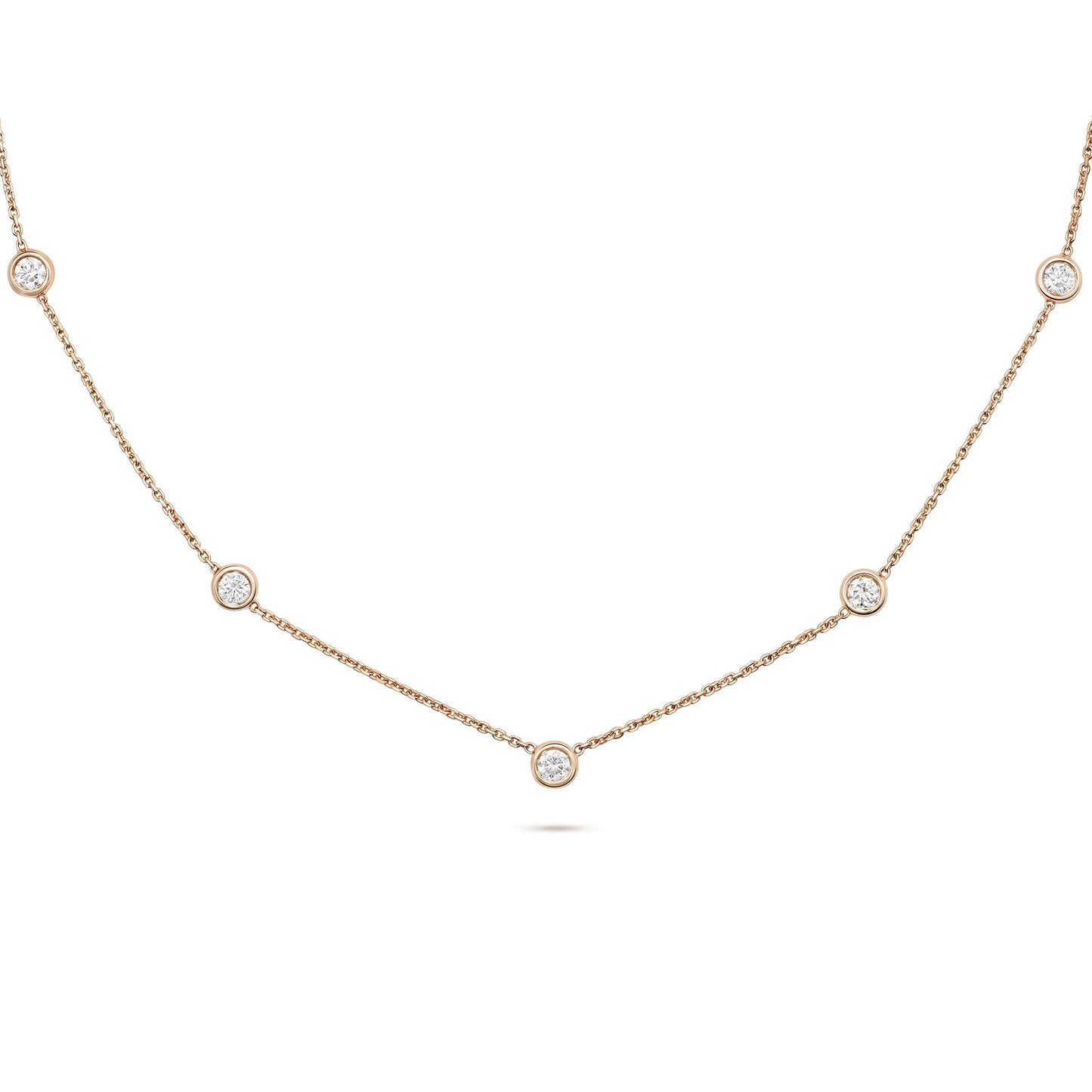Floating Bezel- 0.5 CT Round Lab Grown Diamond NecklaceFloating Bezel- 0.5 CT Round Lab Grown Diamond Necklace - On model