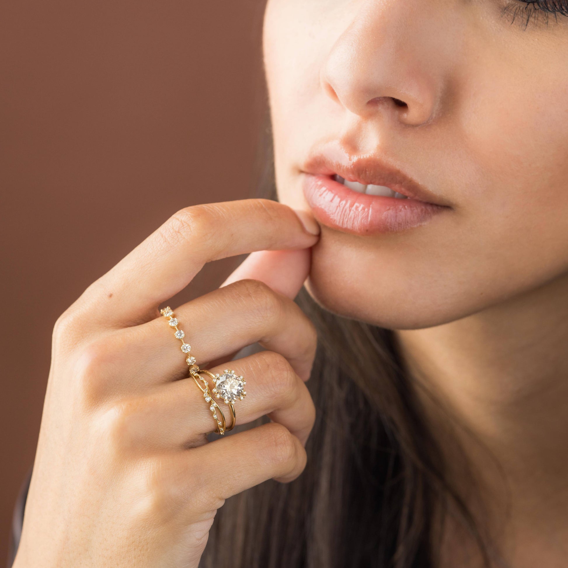Flower Halo-Round Lab Grown Diamond Engagement Ring - Lifestyle