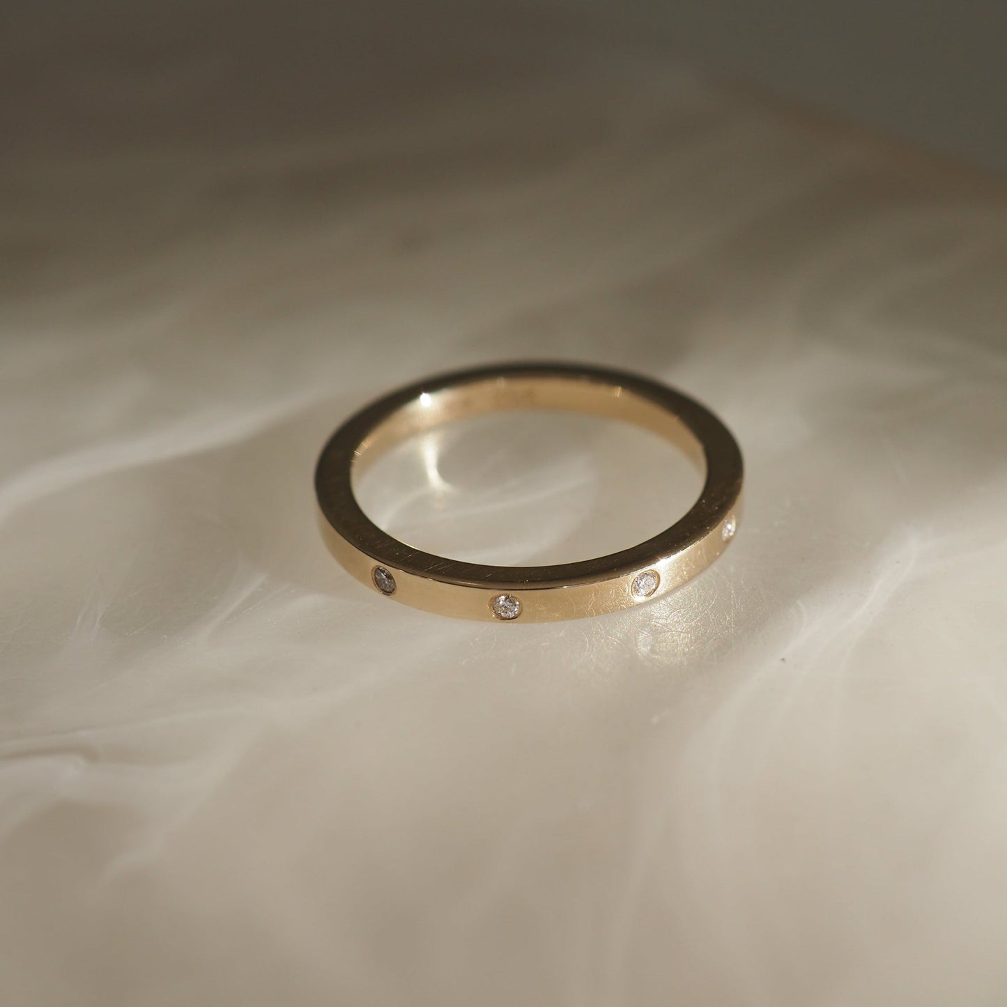 Flush Setting- 0.04 CT Round Lab Grown Diamond Wedding BandFlush Setting- 0.04 CT Round Lab Grown Diamond Wedding Band - Front view