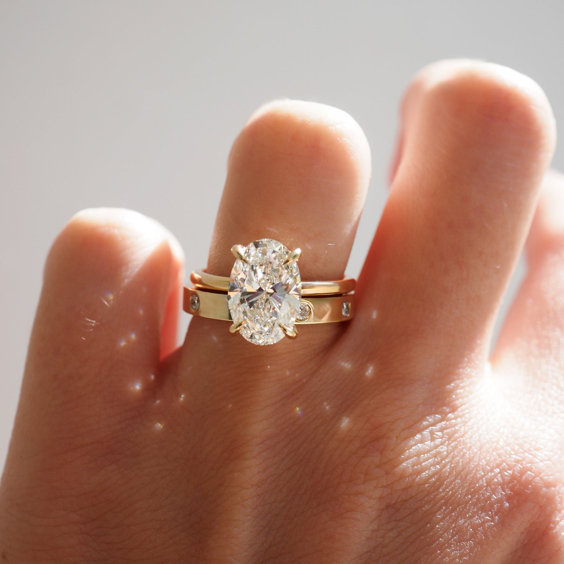 Flush Setting- 0.04 CT Round Lab Grown Diamond Wedding BandFlush Setting- 0.04 CT Round Lab Grown Diamond Wedding Band - On model