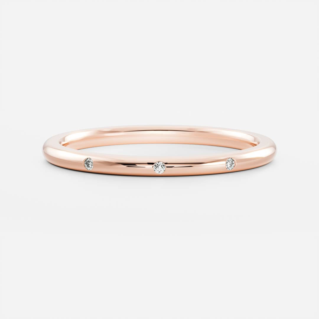 Flush Setting- 0.06 CT Round Lab Grown Diamond Wedding BandFlush Setting- 0.06 CT Round Lab Grown Diamond Wedding Band - On model