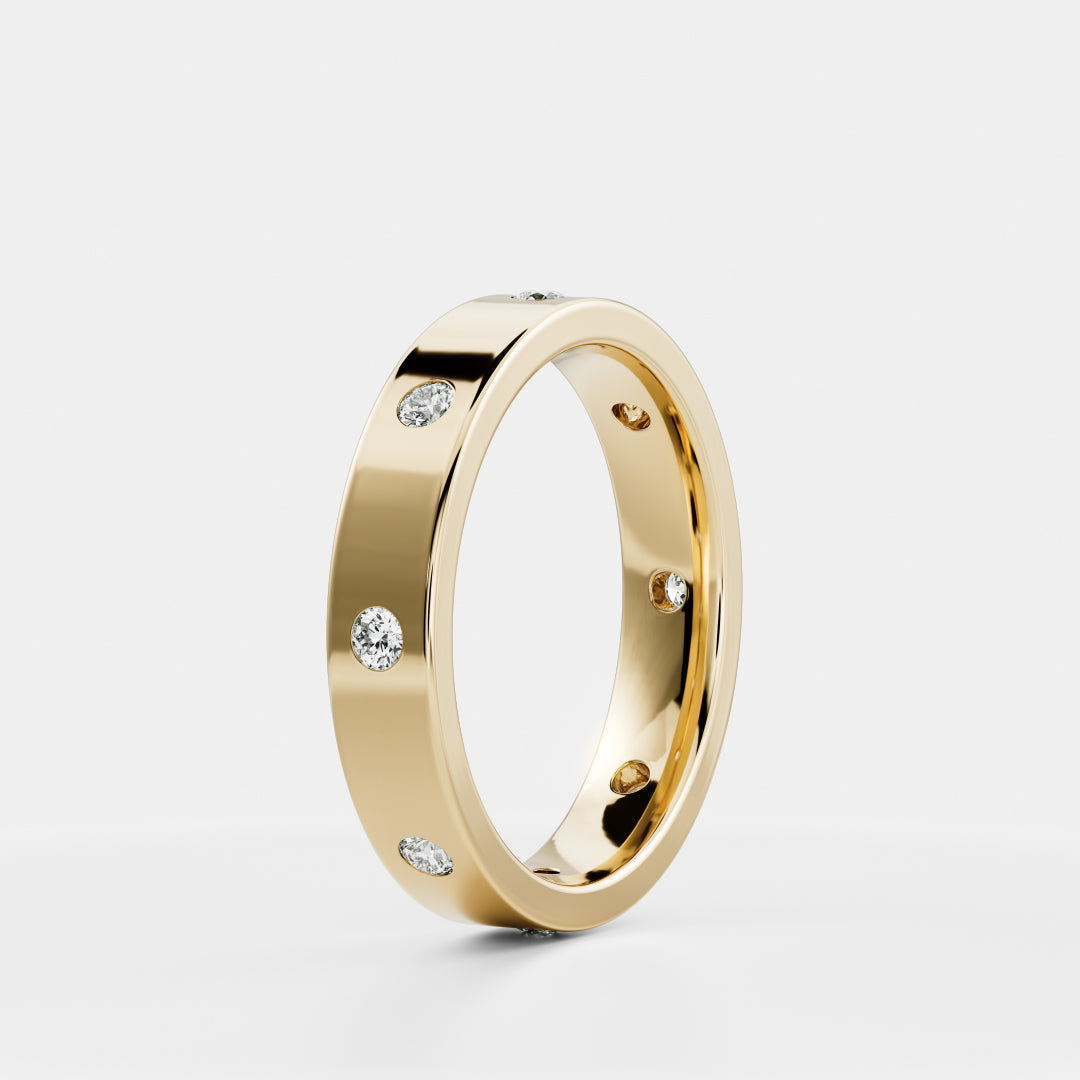 Flush Setting- 0.30 CT Round Lab Grown Diamond Wedding BandFlush Setting- 0.30 CT Round Lab Grown Diamond Wedding Band - Front view