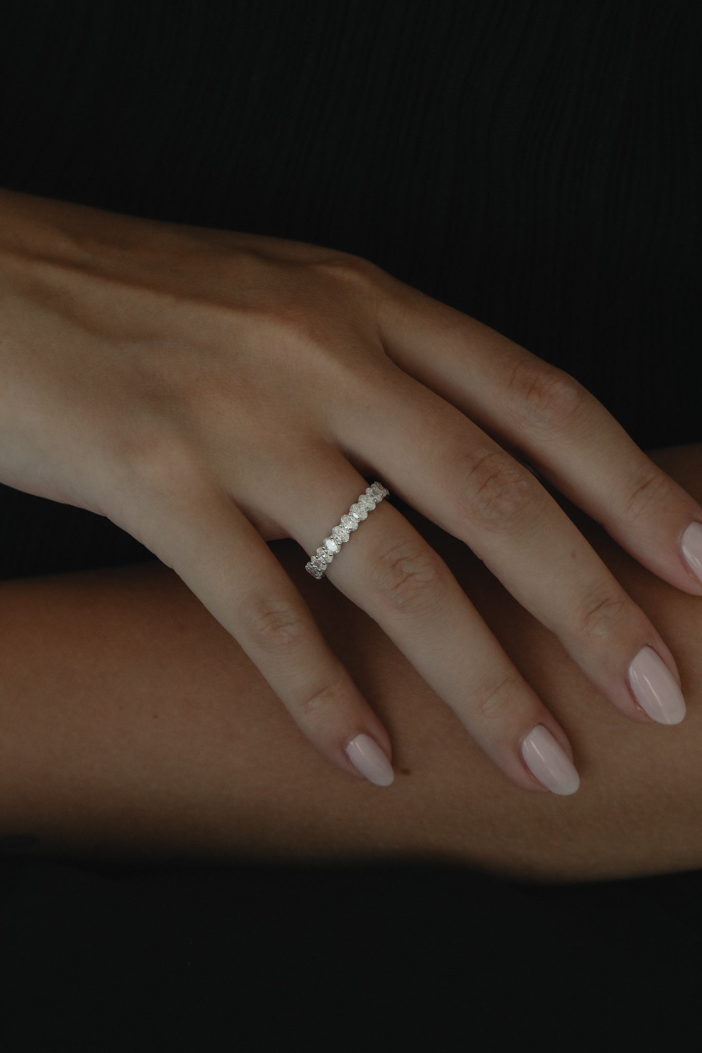 Full Eternity- 2.2 CT Oval Lab Grown Diamond Wedding BandFull Eternity- 2.2 CT Oval Lab Grown Diamond Wedding Band - Side view