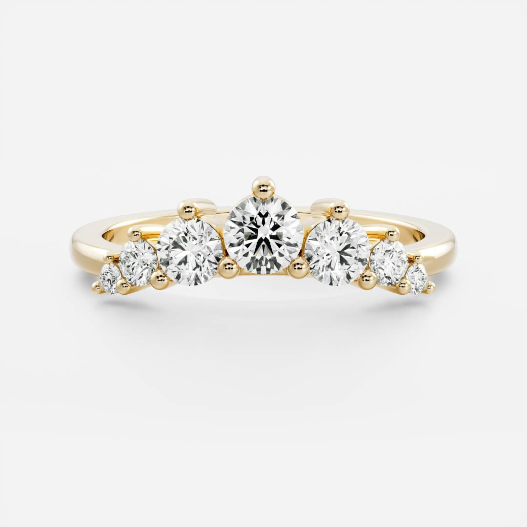 Graduated Curved- 0.48 CT Round Lab Grown Diamond Wedding BandGraduated Curved- 0.48 CT Round Lab Grown Diamond Wedding Band - Front view