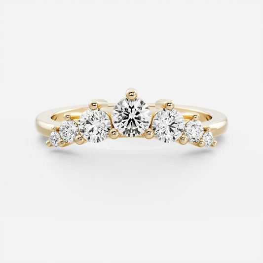 Graduated Curved- 0.48 CT Round Lab Grown Diamond Wedding BandGraduated Curved- 0.48 CT Round Lab Grown Diamond Wedding Band - Front view