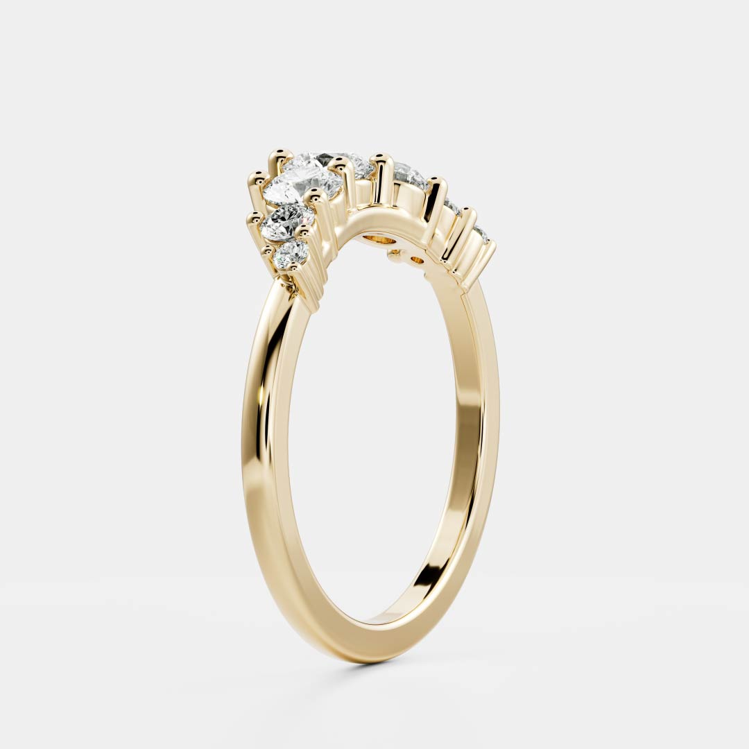 Graduated Curved- 0.48 CT Round Lab Grown Diamond Wedding BandGraduated Curved- 0.48 CT Round Lab Grown Diamond Wedding Band - Front view