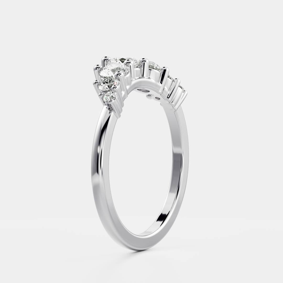 Graduated Curved- 0.48 CT Round Lab Grown Diamond Wedding BandGraduated Curved- 0.48 CT Round Lab Grown Diamond Wedding Band - Detail view