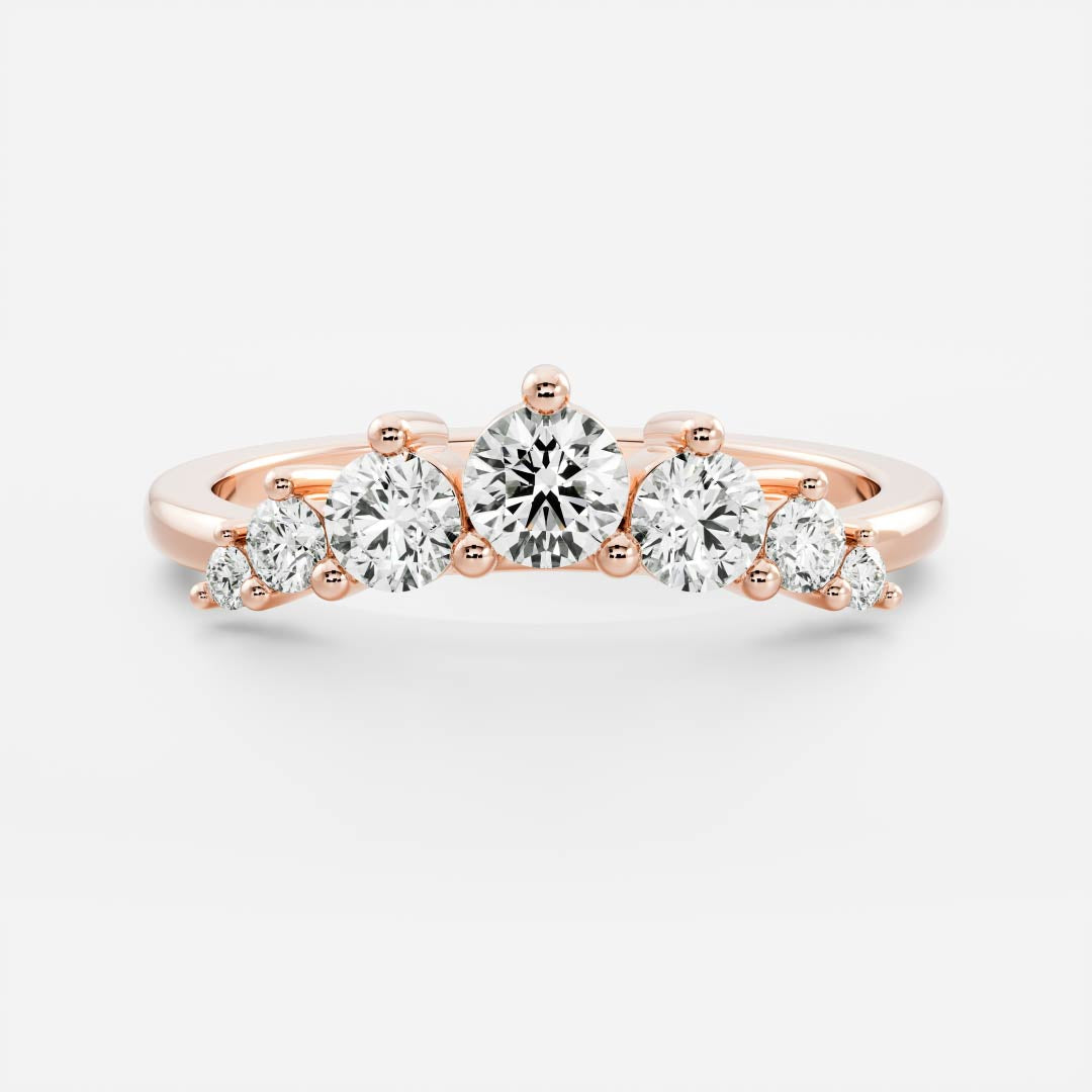 Graduated Curved- 0.48 CT Round Lab Grown Diamond Wedding BandGraduated Curved- 0.48 CT Round Lab Grown Diamond Wedding Band - Lifestyle