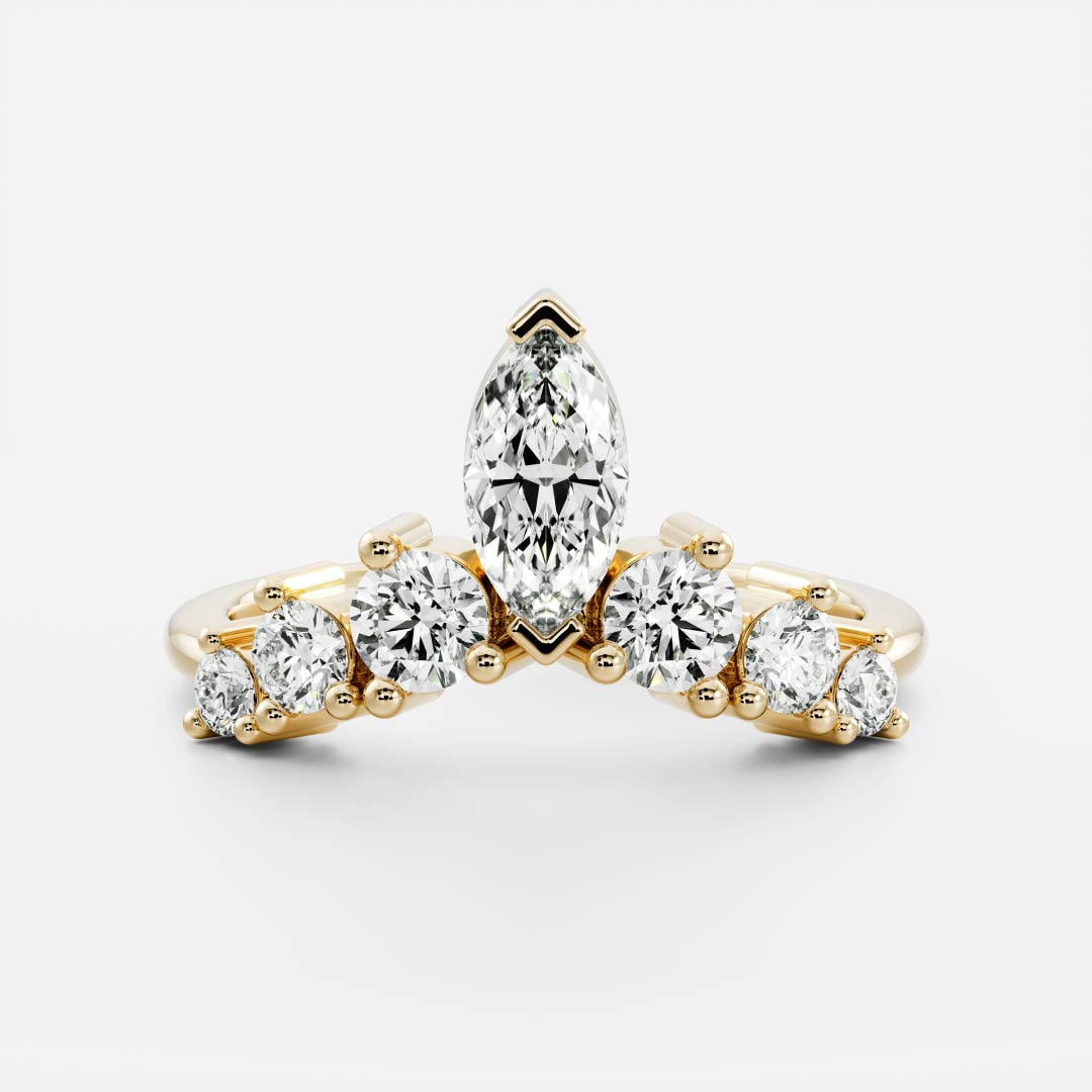 Graduated Diamond Curved Band- 0.66 CT Round Lab Grown Diamond Wedding BandGraduated Diamond Curved Band- 0.66 CT Round Lab Grown Diamond Wedding Band - Front view