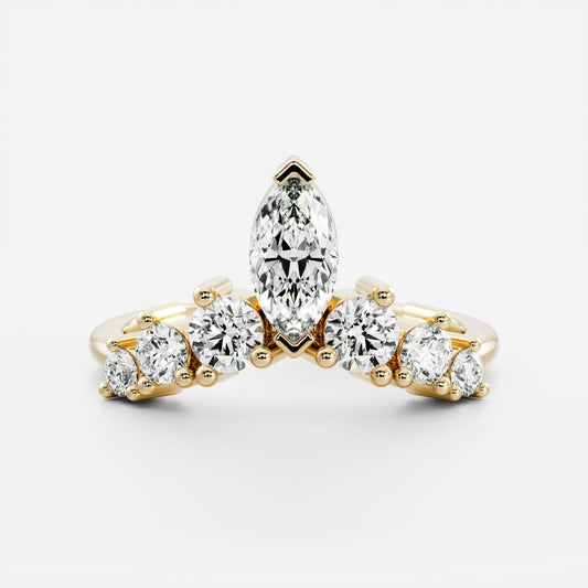 Graduated Diamond Curved Band- 0.66 CT Round Lab Grown Diamond Wedding BandGraduated Diamond Curved Band- 0.66 CT Round Lab Grown Diamond Wedding Band - Front view